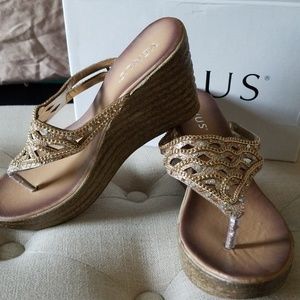 Gold and Silver Wedge Flip Flops